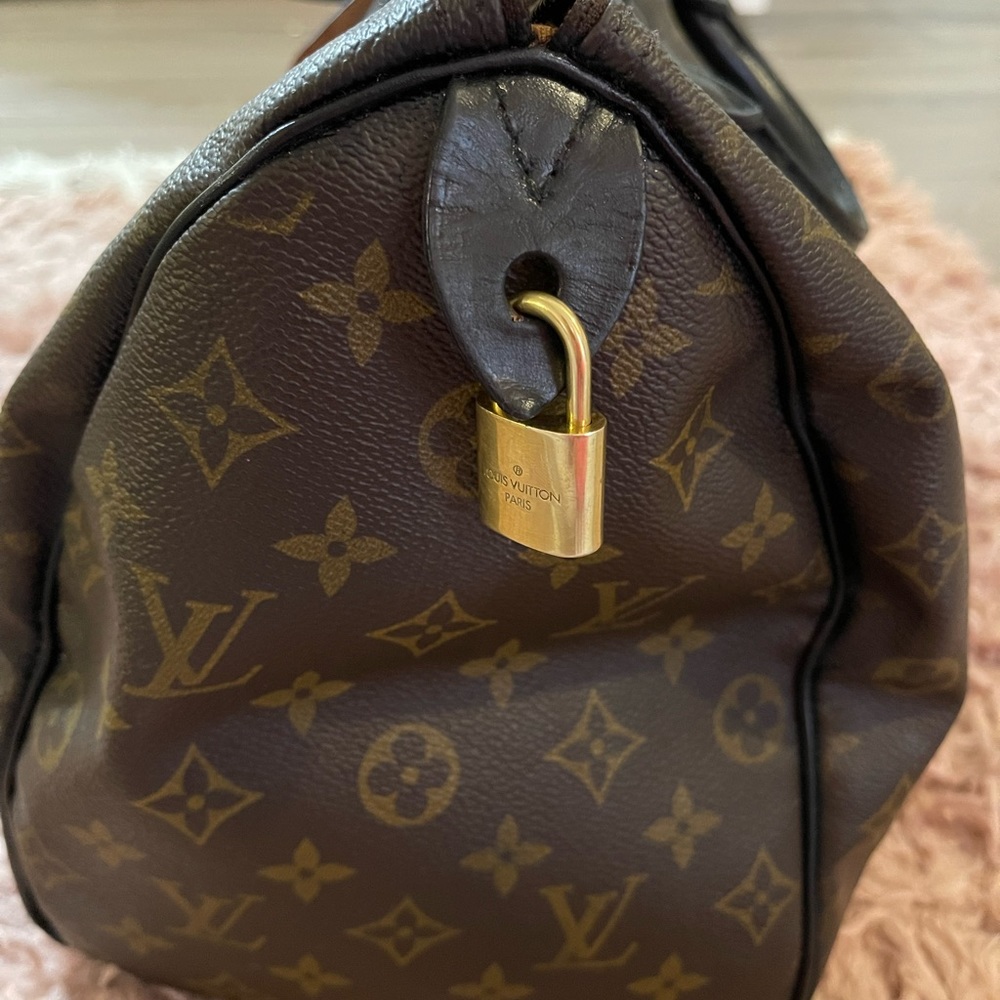 Louis Vuitton Brown Monogram Satchel with Gold Accents - Picture 14 of 15